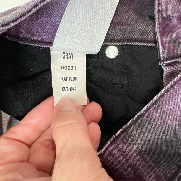Gray Saks Fifth Avenue Skinny Jeans Actual 26W Ikat Plum Mid Rise‎ Denim - Picture 13 of 14